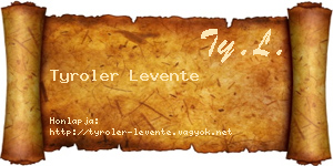 Tyroler Levente névjegykártya